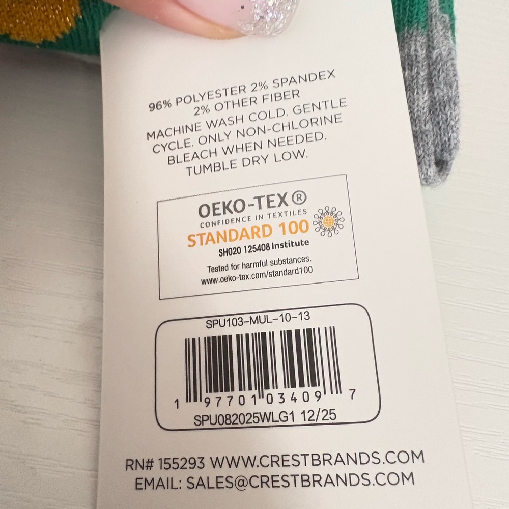 St. Patrick's Day Green Novelty Crew Socks with Orange & Gold Accents - Picture 4 of 5